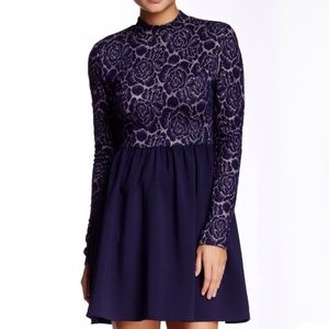 Everleigh Dress M Skater Blue Long Sleeve Lace